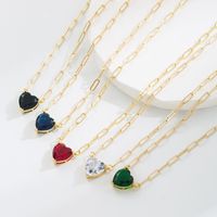 Casual Heart Shape Copper Gold Plated Zircon Pendant Necklace 1 Piece main image 1