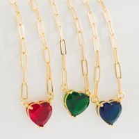 Casual Heart Shape Copper Gold Plated Zircon Pendant Necklace 1 Piece main image 9