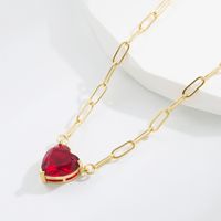 Casual Heart Shape Copper Gold Plated Zircon Pendant Necklace 1 Piece sku image 2