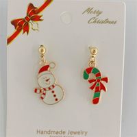 Cute Christmas Tree Snowman Alloy Inlay Artificial Gemstones Artificial Pearls Women's Drop Earrings 1 Pair main image 2