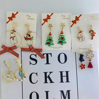 Cute Christmas Tree Snowman Alloy Inlay Artificial Gemstones Artificial Pearls Women's Drop Earrings 1 Pair main image 4