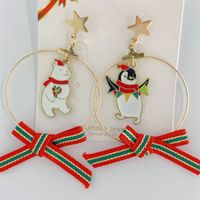 Cute Christmas Tree Snowman Alloy Inlay Artificial Gemstones Artificial Pearls Women's Drop Earrings 1 Pair sku image 1
