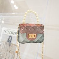 Women's Small Pvc Geometric Fashion Square Lock Clasp Jelly Bag sku image 4