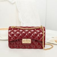 Women's Medium Pvc Solid Color Fashion Square Lock Clasp Jelly Bag sku image 1