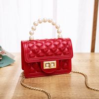 Women's Small Pvc Solid Color Fashion Square Lock Clasp Jelly Bag sku image 3