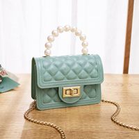 Women's Small Pvc Solid Color Fashion Square Lock Clasp Jelly Bag sku image 4