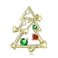 Christmas Christmas Tree Sterling Silver Diamond Artificial Gemstones Women's Brooches 1 Piece sku image 1
