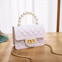 Women's Small Pvc Solid Color Fashion Square Lock Clasp Jelly Bag sku image 1
