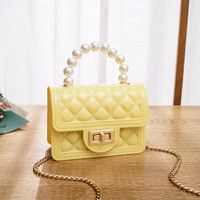 Women's Small Pvc Solid Color Fashion Square Lock Clasp Jelly Bag sku image 2