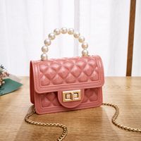 Women's Small Pvc Solid Color Fashion Square Lock Clasp Jelly Bag sku image 6