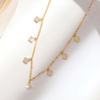 Fashion Four Leaf Clover Copper Inlay Zircon Necklace 1 Piece main image 1