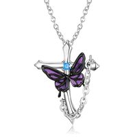 Fashion Cross Butterfly Silver Plating Necklace main image 1