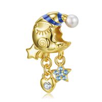 1 Piece Silver Pearl Zircon Star Moon Heart Shape Fashion sku image 1