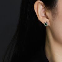 Fashion Geometric Sterling Silver Inlay Zircon Ear Studs 1 Pair main image 4