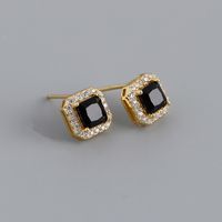 Fashion Geometric Sterling Silver Inlay Zircon Ear Studs 1 Pair sku image 2