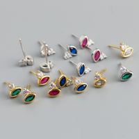Simple Style Eye Sterling Silver Inlay Zircon Ear Studs 1 Pair main image 1