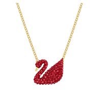 Fashion Swan Heart Shape Metal Inlay Zircon Women's Pendant Necklace 1 Piece sku image 13