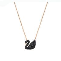 Fashion Swan Heart Shape Metal Inlay Zircon Women's Pendant Necklace 1 Piece sku image 10