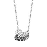 Fashion Swan Heart Shape Metal Inlay Zircon Women's Pendant Necklace 1 Piece sku image 20