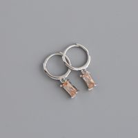 Fashion Geometric Sterling Silver Inlay Zircon Dangling Earrings 1 Pair sku image 2
