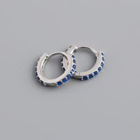 Fashion Round Sterling Silver Inlay Zircon Earrings 1 Pair sku image 10