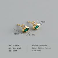 Simple Style Eye Sterling Silver Inlay Zircon Ear Studs 1 Pair main image 3