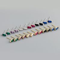 Simple Style Square Sterling Silver Inlay Zircon Ear Studs 1 Pair main image 1