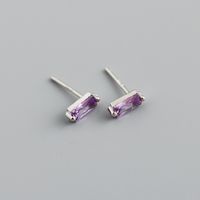 Simple Style Square Sterling Silver Inlay Zircon Ear Studs 1 Pair sku image 4
