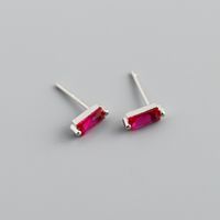 Simple Style Square Sterling Silver Inlay Zircon Ear Studs 1 Pair sku image 8