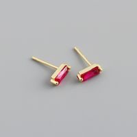 Simple Style Square Sterling Silver Inlay Zircon Ear Studs 1 Pair sku image 7