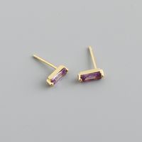 Simple Style Square Sterling Silver Inlay Zircon Ear Studs 1 Pair sku image 3