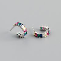 Fashion Geometric Sterling Silver Inlay Zircon Ear Studs 1 Pair sku image 3