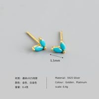 Simple Style Leaf Sterling Silver Inlay Zircon Ear Studs 1 Pair main image 5