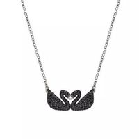 Fashion Swan Heart Shape Metal Inlay Zircon Women's Pendant Necklace 1 Piece sku image 31
