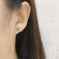 Simple Style Leaf Sterling Silver Inlay Zircon Ear Studs 1 Pair main image 4