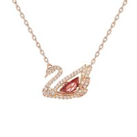 Fashion Swan Heart Shape Metal Inlay Zircon Women's Pendant Necklace 1 Piece sku image 29