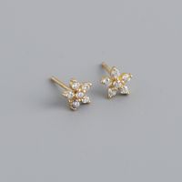 Fashion Flower Silver Inlay Zircon Ear Studs 1 Pair sku image 6