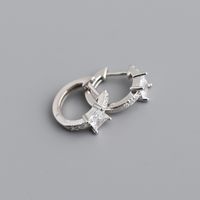 Fashion Round Silver Inlay Zircon Earrings 1 Pair sku image 3