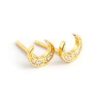 Simple Style Moon Sterling Silver Inlay Zircon Ear Studs 1 Pair main image 2