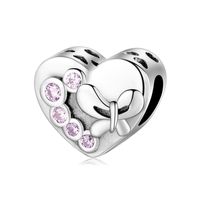 1 Piece Sterling Silver Artificial Gemstones Heart Shape sku image 2