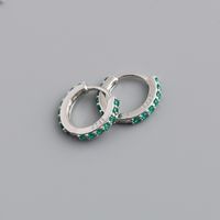 Fashion Round Sterling Silver Inlay Zircon Earrings 1 Pair sku image 8