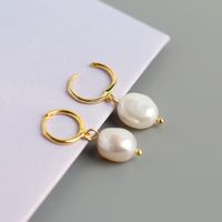 Fashion Irregular Silver Pearl Drop Earrings 1 Pair main image 5