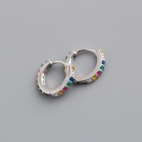 Fashion Round Sterling Silver Inlay Zircon Earrings 1 Pair sku image 12