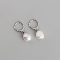 Fashion Irregular Silver Pearl Drop Earrings 1 Pair sku image 2