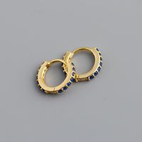Fashion Round Sterling Silver Inlay Zircon Earrings 1 Pair sku image 9