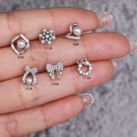 Fashion Heart Shape Copper Plating Inlay Artificial Pearls Zircon Ear Studs 1 Piece main image 2