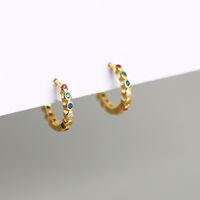 Fashion Round Silver Inlay Zircon Earrings 1 Pair main image 2