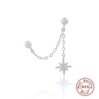 1 Piece Casual Star Heart Shape Sterling Silver Tassel Chain Earrings sku image 3