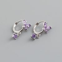 Fashion Butterfly Silver Inlay Zircon Drop Earrings 1 Pair sku image 8