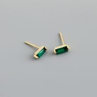 Simple Style Square Sterling Silver Inlay Zircon Ear Studs 1 Pair sku image 1